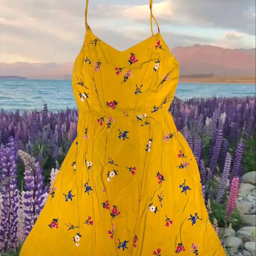 Old Navy A Line Yellow Floral Dress